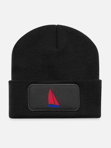 sailboat - Recycled Patch Beanie - black