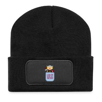 Thor Donnergott God of Thunder Brusttasche Baby - Recycelte Patch Beanie - Schwarz - Vorne