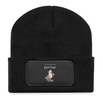 Ich Bin Dann Mal Rentner Schaf Funmotiv - Recycelte Patch Beanie - Schwarz - Vorne