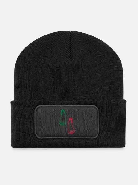 rechten fuss links - Recycelte Patch Beanie - Schwarz