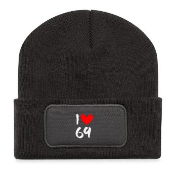 I love 69 - Recycled Patch Beanie - dark grey - Front