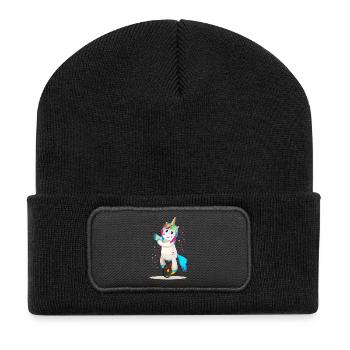 Licorne Unicorn sur un monocycle - Beanie recyclé à patch - noir - Devant