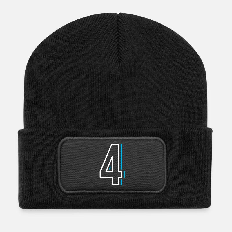 Numéro 4 - Quatre - Beanie recyclé à patch - noir
