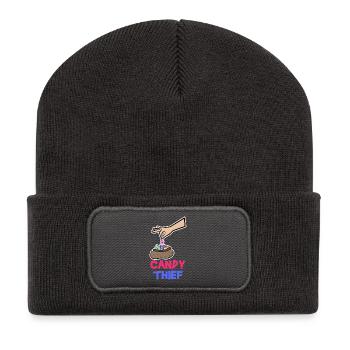 Süßigkeiten Naschkatzen Statement Bonbon Naschen - Recycelte Patch Beanie - Dunkelgrau - Vorne