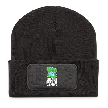 Urlaub Naturliebhaber Camping lustiger Spruch - Recycelte Patch Beanie - Dunkelgrau - Vorne
