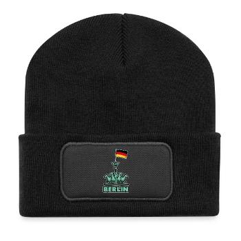 Berlin - Beanie recyclé à patch - noir - Devant