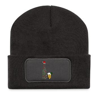 Bouteille de bière festive - Beanie recyclé à patch - charbon - Devant