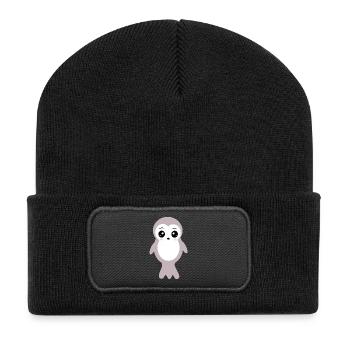 Kawaii phoque phoques phoques phoques animaux kawaii - Beanie recyclé à patch - noir - Devant