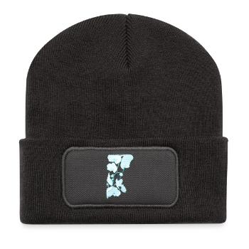 exotische Blumendrucke, abstrakt Orchideen muster - Recycelte Patch Beanie - Dunkelgrau - Vorne