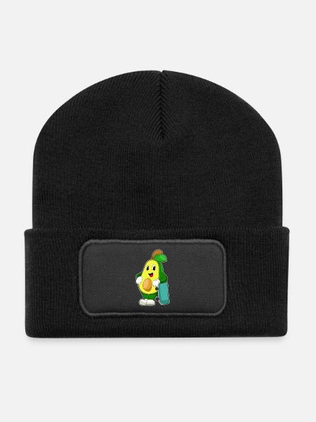Avocado Skater Skateboard - Recycelte Patch Beanie - Schwarz