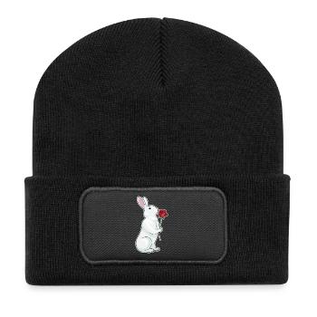 Hase Rose  - Recycelte Patch Beanie - Schwarz - Vorne