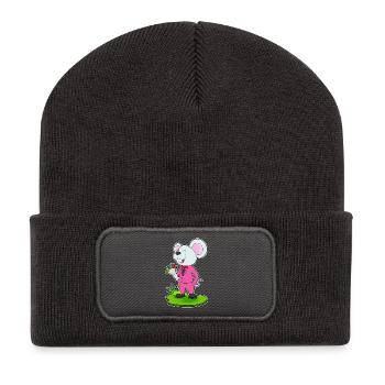 Mouse Groom Bouquet Wedding - Recycled Patch Beanie - dark grey - Front