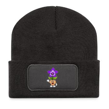 Lustige Orchidee - Recycelte Patch Beanie - Dunkelgrau - Vorne