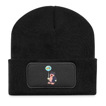 Maulwurf Luftballon - Recycelte Patch Beanie - Schwarz - Vorne