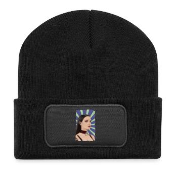 T-Shirt Fille avec Col BDSM Alt Modèle Grunge - Beanie recyclé à patch - noir - Devant