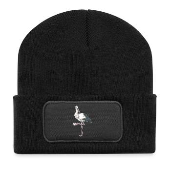 Stork cup of coffee - Recycled Patch Beanie - black - Front