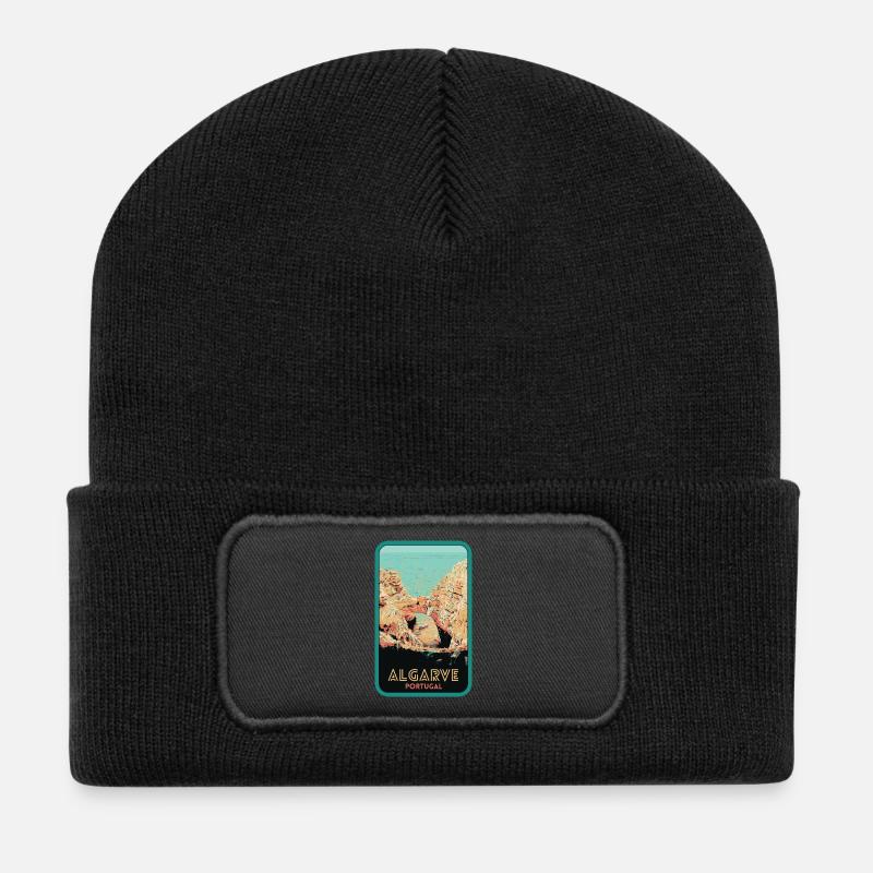 Emblematic cliffs of the Algarve: Original view - Recycled Patch Beanie - black