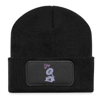 Music Vintage Gramophone - Recycled Patch Beanie - black - Front
