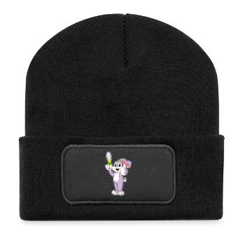 Ciseaux de coiffeur lapin - Beanie recyclé à patch - noir - Devant