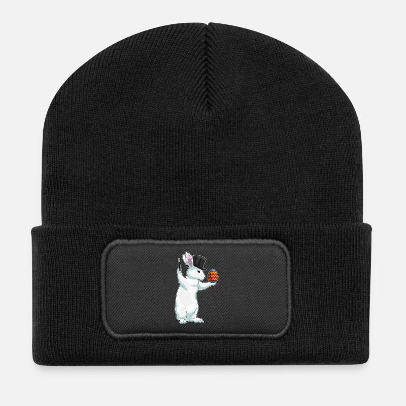Hase Ostern Zauberer - Recycelte Patch Beanie - Schwarz