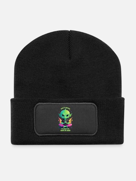 Cute Alien régule cela ! - Beanie recyclé à patch - noir
