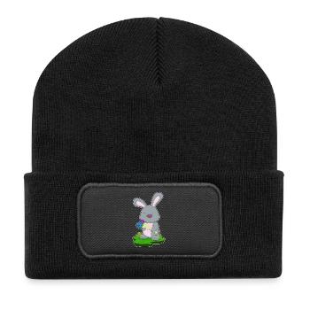 Bouquet de lapin - Beanie recyclé à patch - noir - Devant
