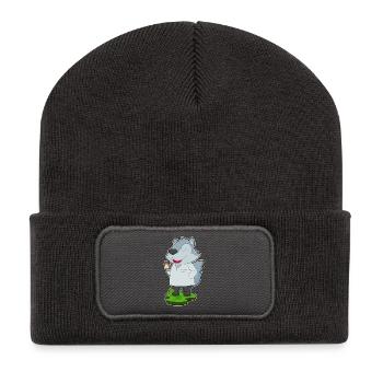 Wolf Arzt Medizin - Recycelte Patch Beanie - Dunkelgrau - Vorne