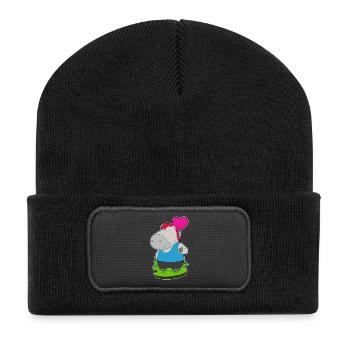 Ballon de cheval - Beanie recyclé à patch - noir - Devant