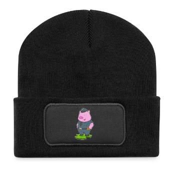 Pig Policeman Police - Recycled Patch Beanie - black - Front