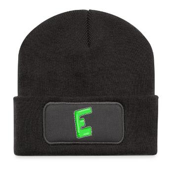 Buchstabe E Anfangsbuchstabe - Recycelte Patch Beanie - Dunkelgrau - Vorne