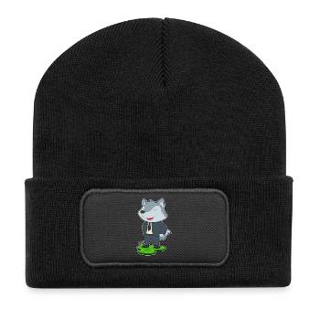 Wolf Groom Tie Wedding - Recycled Patch Beanie - black - Front