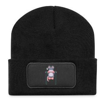 Mouse Bodybuilders Tractions Culturisme - Beanie recyclé à patch - noir - Devant