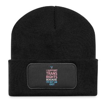 Ich unterstütze Trans-Rechte - Recycelte Patch Beanie - Schwarz - Vorne