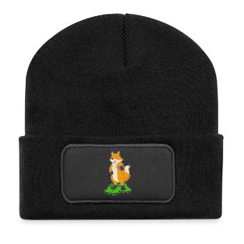 Bodybuilder Fox Bodybuilding avec haltères - Beanie recyclé à patch - noir - Devant