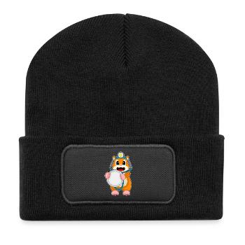 Stéthoscope Hamster Doctor - Beanie recyclé à patch - noir - Devant