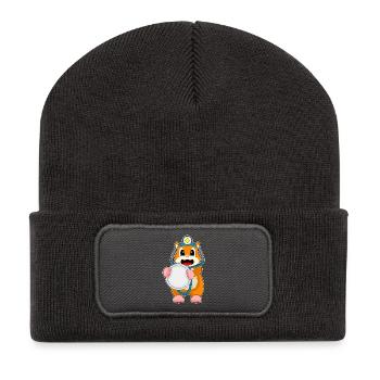 Stéthoscope Hamster Doctor - Beanie recyclé à patch - charbon - Devant