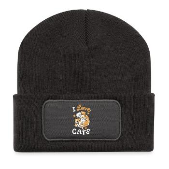 Katzen Katzenliebhaber - Recycelte Patch Beanie - Dunkelgrau - Vorne