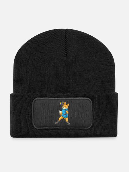 Fuchs Handballspieler Handball - Recycelte Patch Beanie - Schwarz