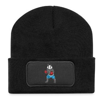 Dachs Boxer Boxhandschuhe Boxen - Recycelte Patch Beanie - Schwarz - Vorne