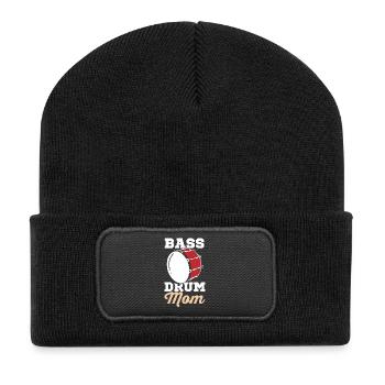 Große Trommel Mutter - Recycelte Patch Beanie - Schwarz - Vorne