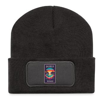 Jalisco Mexico palm tree design - Recycled Patch Beanie - dark grey - Front
