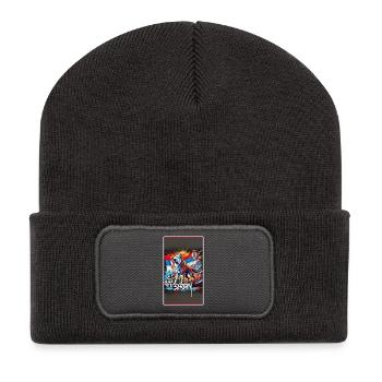 Conception du drapeau national du loup de Serbie - Beanie recyclé à patch - charbon - Devant