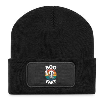 Farting Skeleton – Funny Halloween - Recycled Patch Beanie - black - Front