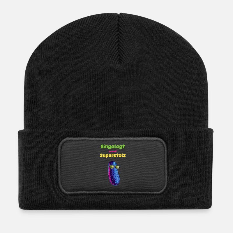 Mariné et super fier - Beanie recyclé à patch - noir