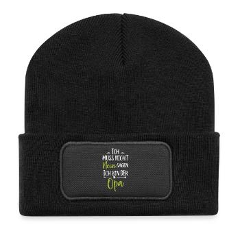 Ich bin der Opa ich muss nicht nein sagen - Recycelte Patch Beanie - Schwarz - Vorne
