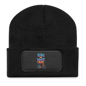 Bike to Work Day Celebration Design - Recycled Patch Beanie - black - Front