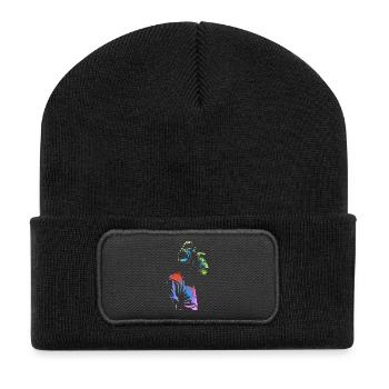 Singe avec des écouteurs 🎧 - Beanie recyclé à patch - noir - Devant