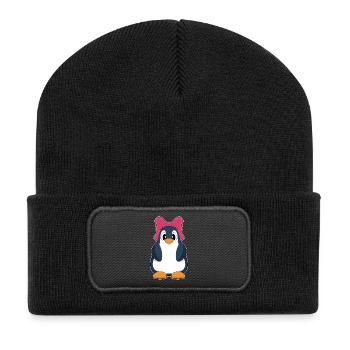 Nœud en cheveux de pingouin - Beanie recyclé à patch - noir - Devant