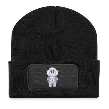 Mariage par lettre d’hippopotame - Beanie recyclé à patch - noir - Devant