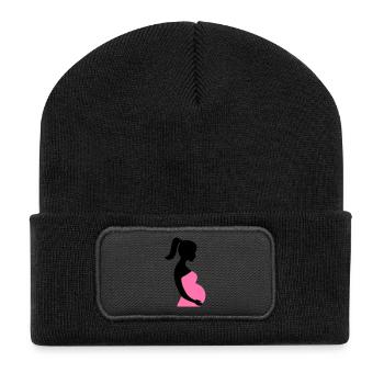 Schwangere Silhouette - Recycelte Patch Beanie - Schwarz - Vorne